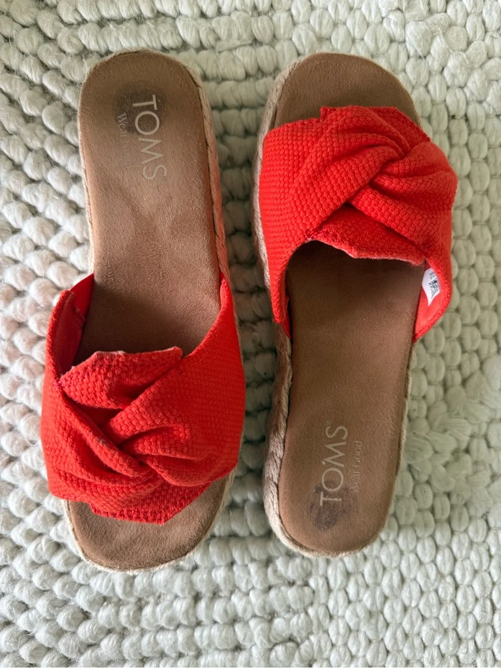 Toms Women's Orange Knotted Espadrille Slide Sandals